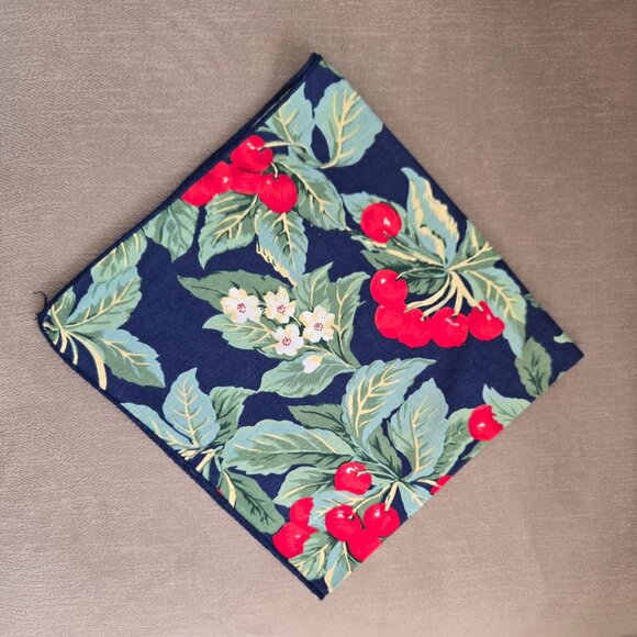 Now Designs Blue Floral Cherry Cotton Table Napkins Set of 6 - Picture 4 of 6